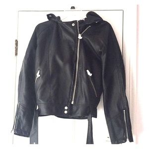 Free People Vegan Leather Jacket with Hood!